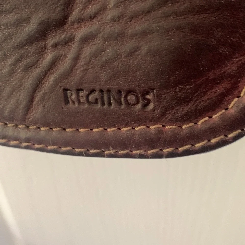 Reginos Dark Brown Leather Crossbody Messenger Bag Adjustable Strap Vintage